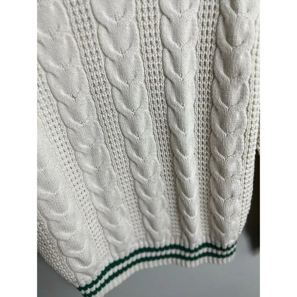 American Eagle Outfitters Cream Cable Knit Sweater Size Medium Cotton Blend Wm’s - Picture 3 of 7